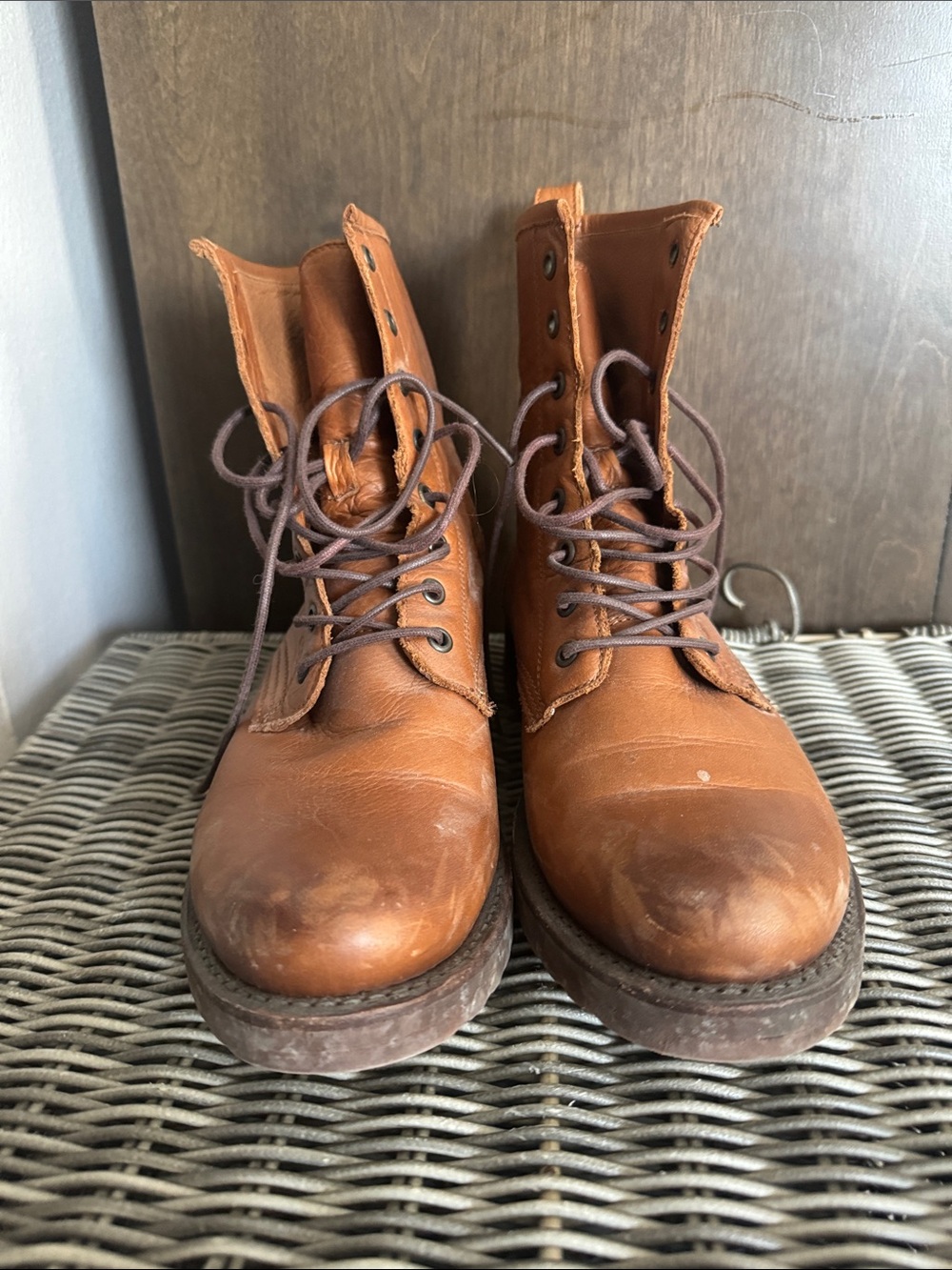 Women’s Frye Tan Leather Lace-Up Boots